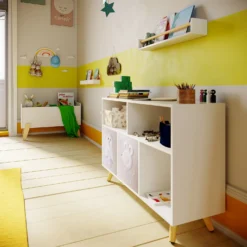 Kids Tray Storage Shelf - White & Natural -Outlet Home Harmony Store 13277678 1984929069822093