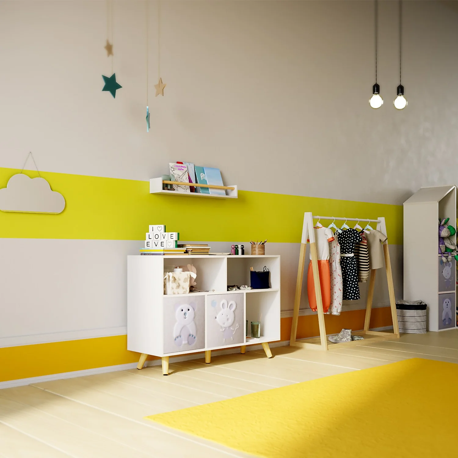 Kids Storage Rail Bookshelf - White & Natural 3 Kids Storage Rail Bookshelf - White & Natural - Image 3