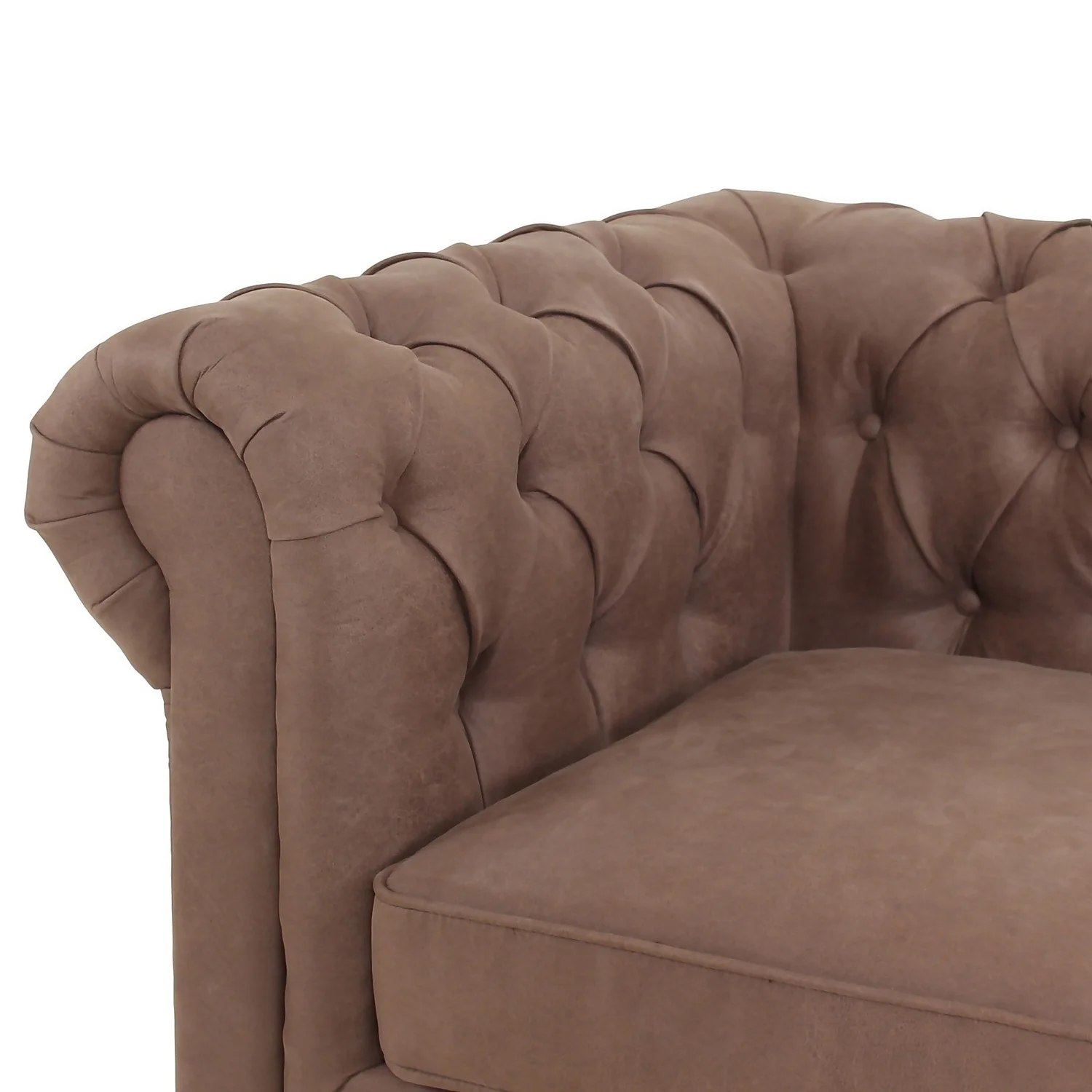 Chesterfield Faux Leather Armchair - Tan 5 Chesterfield Faux Leather Armchair - Tan - Image 5