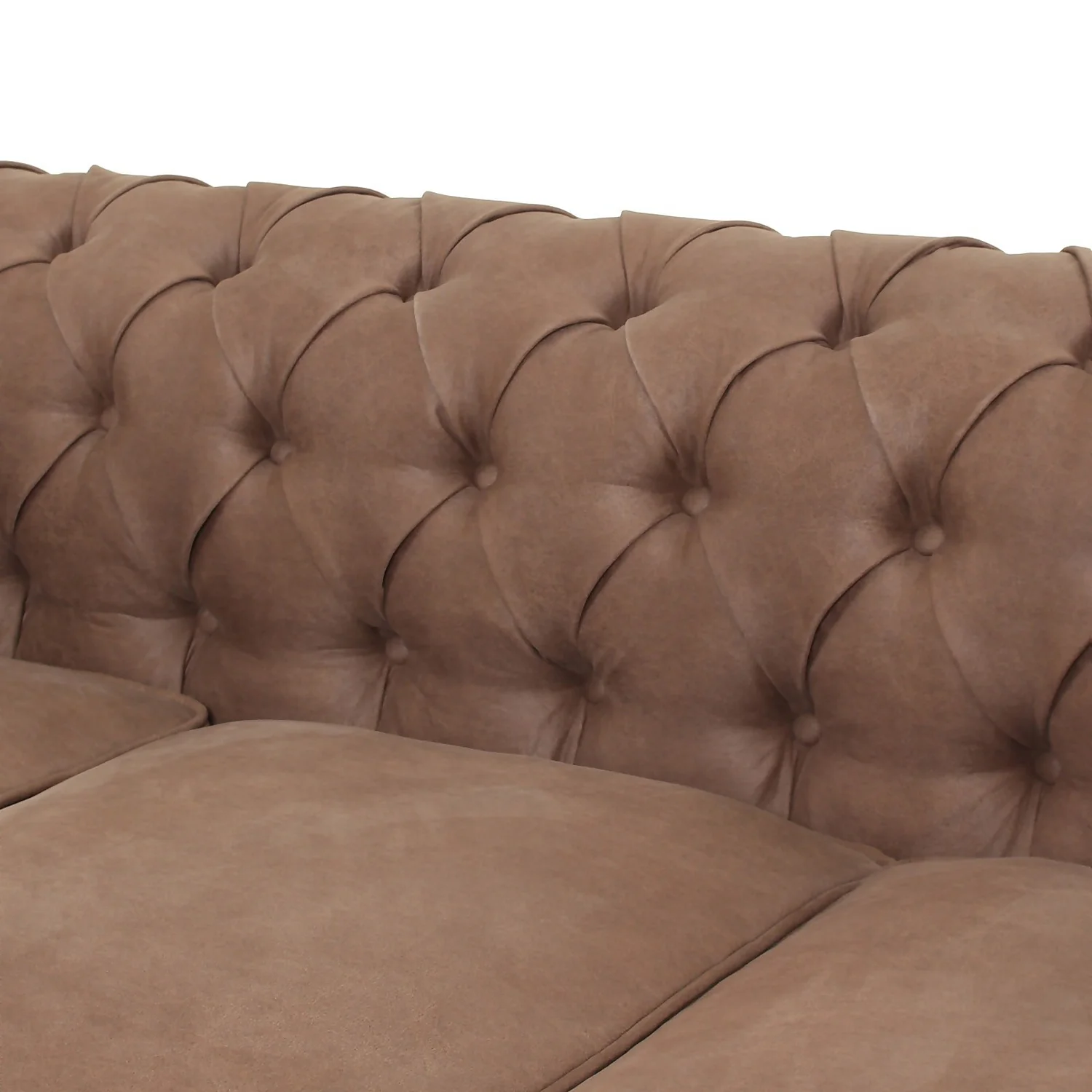 Chesterfield Faux Leather 3 Seater Sofa - Tan 7 Chesterfield Faux Leather 3 Seater Sofa - Tan - Image 7