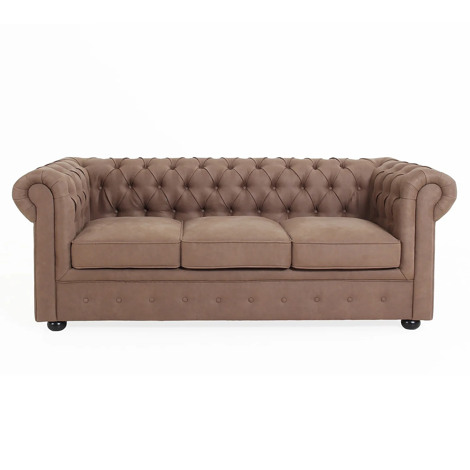 Chesterfield Faux Leather 3 Seater Sofa - Tan 3 Chesterfield Faux Leather 3 Seater Sofa - Tan - Image 3