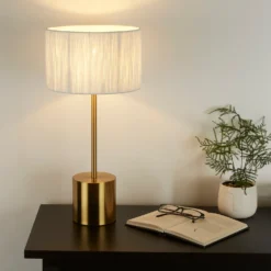 Raffia Table Lamp - White & Gold -Outlet Home Harmony Store 13525827 2824956834876897