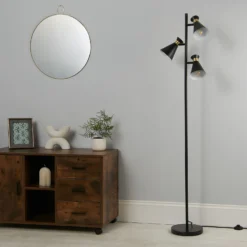 Balham 3 Light Floor Lamp - Black & Brass -Outlet Home Harmony Store 13525828 1185042072854014