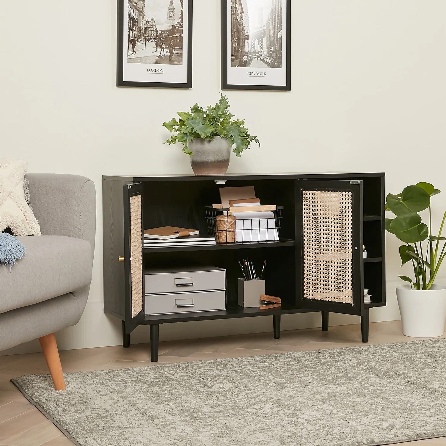 Kubu Rattan Sideboard - Black 8 Kubu Rattan Sideboard - Black - Image 8