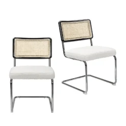 Rory Rattan Back Dining Chair - Set Of 2 - Cream