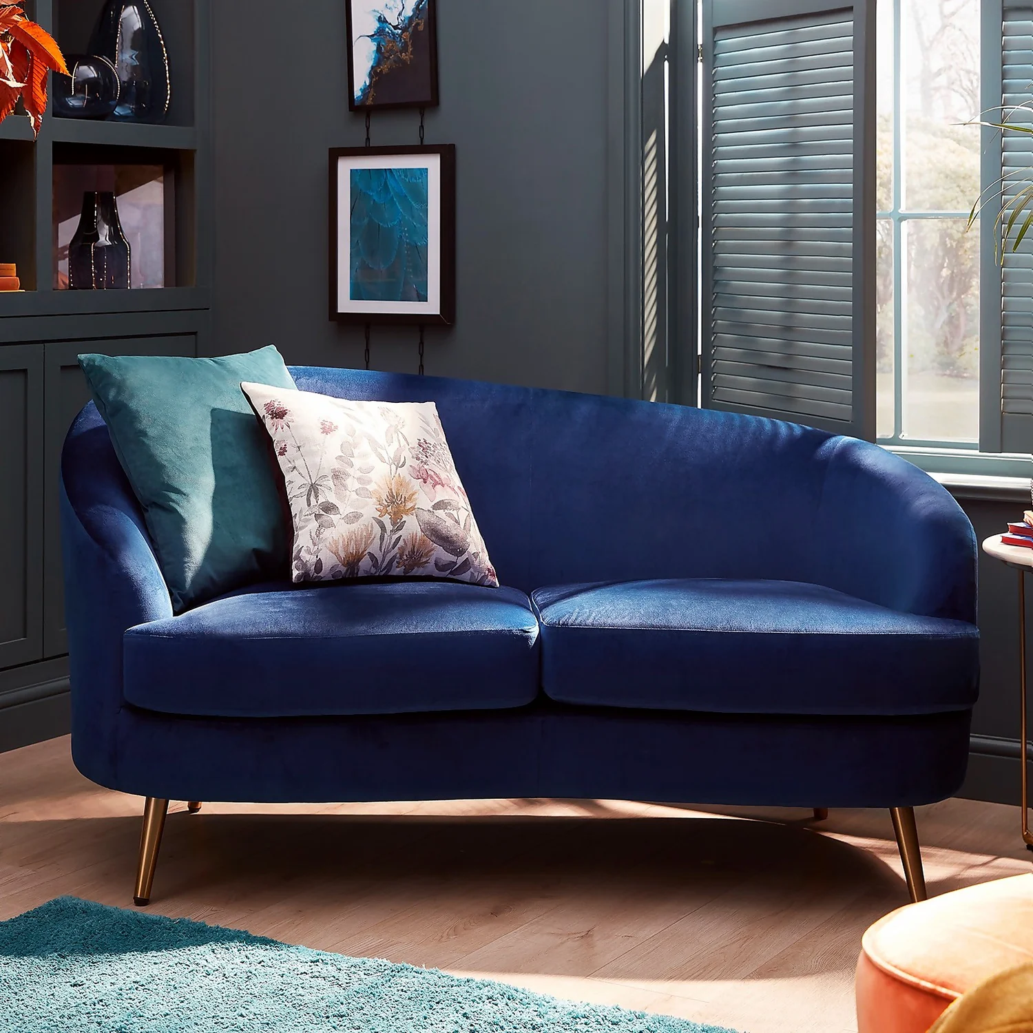 Lucie Asymmetric 2 Seater Sofa - Midnight 2 Lucie Asymmetric 2 Seater Sofa - Midnight - Image 2