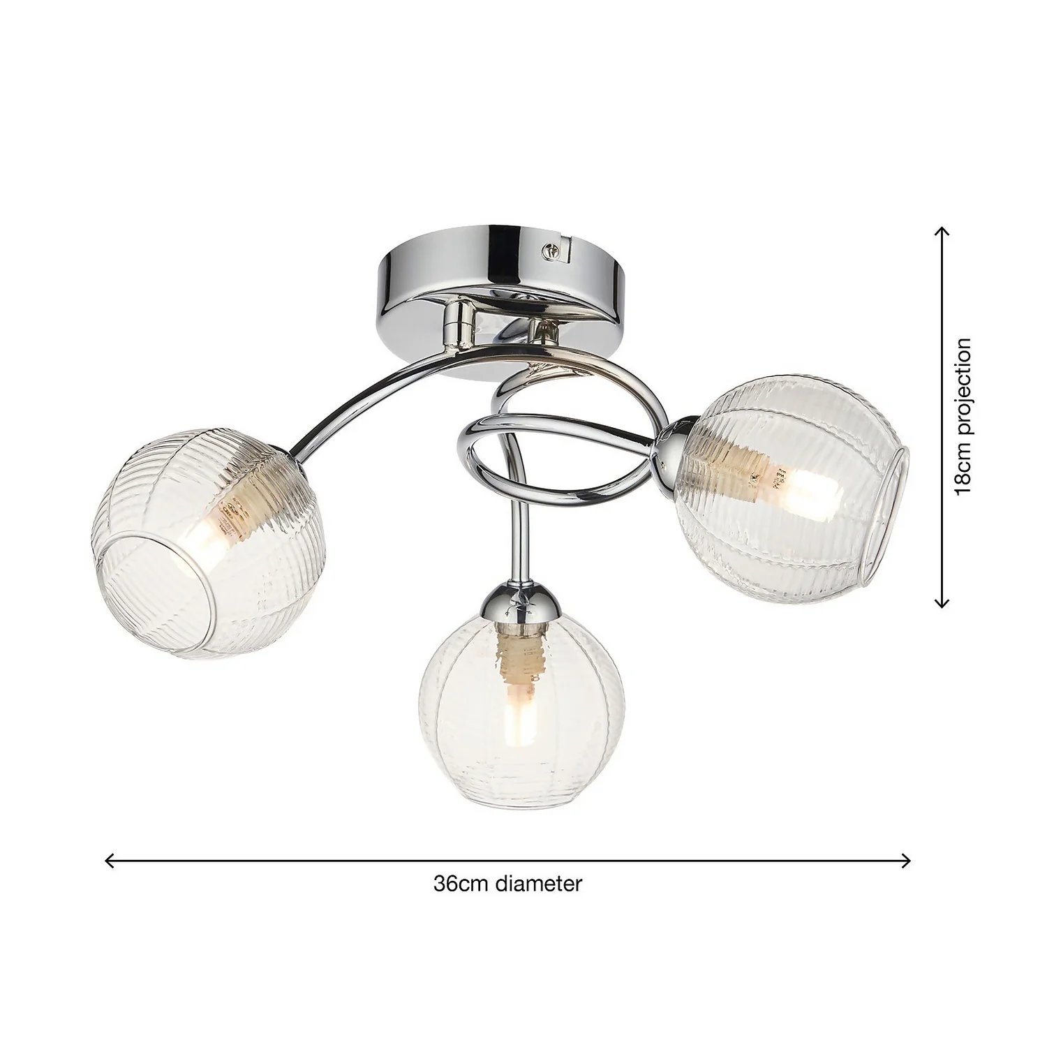 Tatton 3 Light Semi Flush Ceiling Light - Chrome 7 Tatton 3 Light Semi Flush Ceiling Light - Chrome - Image 7
