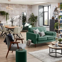 Draper Velvet 2 Seater Sofa In A Box - Green -Outlet Home Harmony Store 13645998 2144978299732498