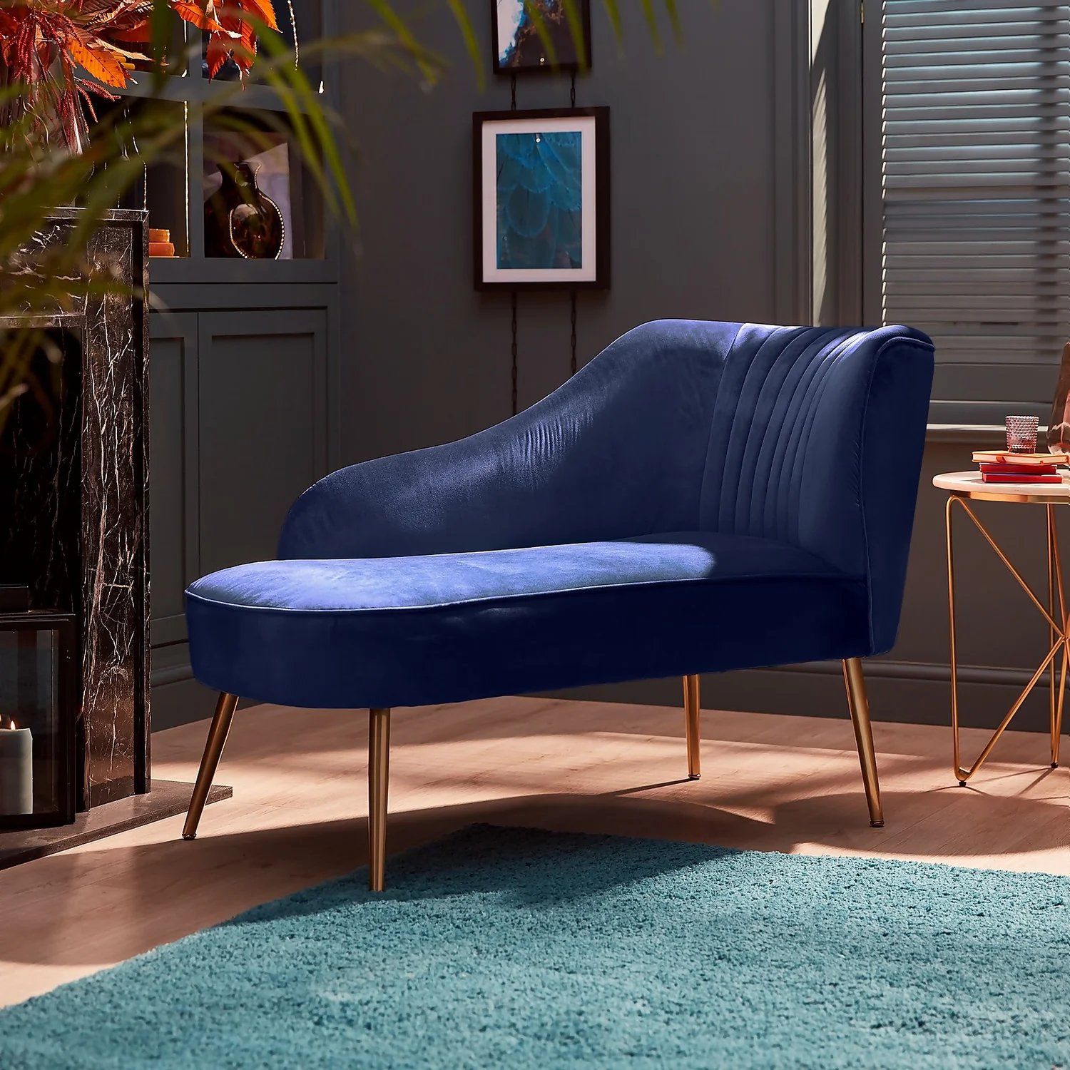 Gigi Velvet Chaise Longue - Midnight 2 Gigi Velvet Chaise Longue - Midnight - Image 2