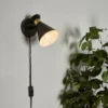 Balham Plug In Wall Light - Black & Brass