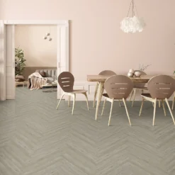 Kraus Rigid Core Herringbone Luxury Vinyl Floor Tile - Owsten Grey