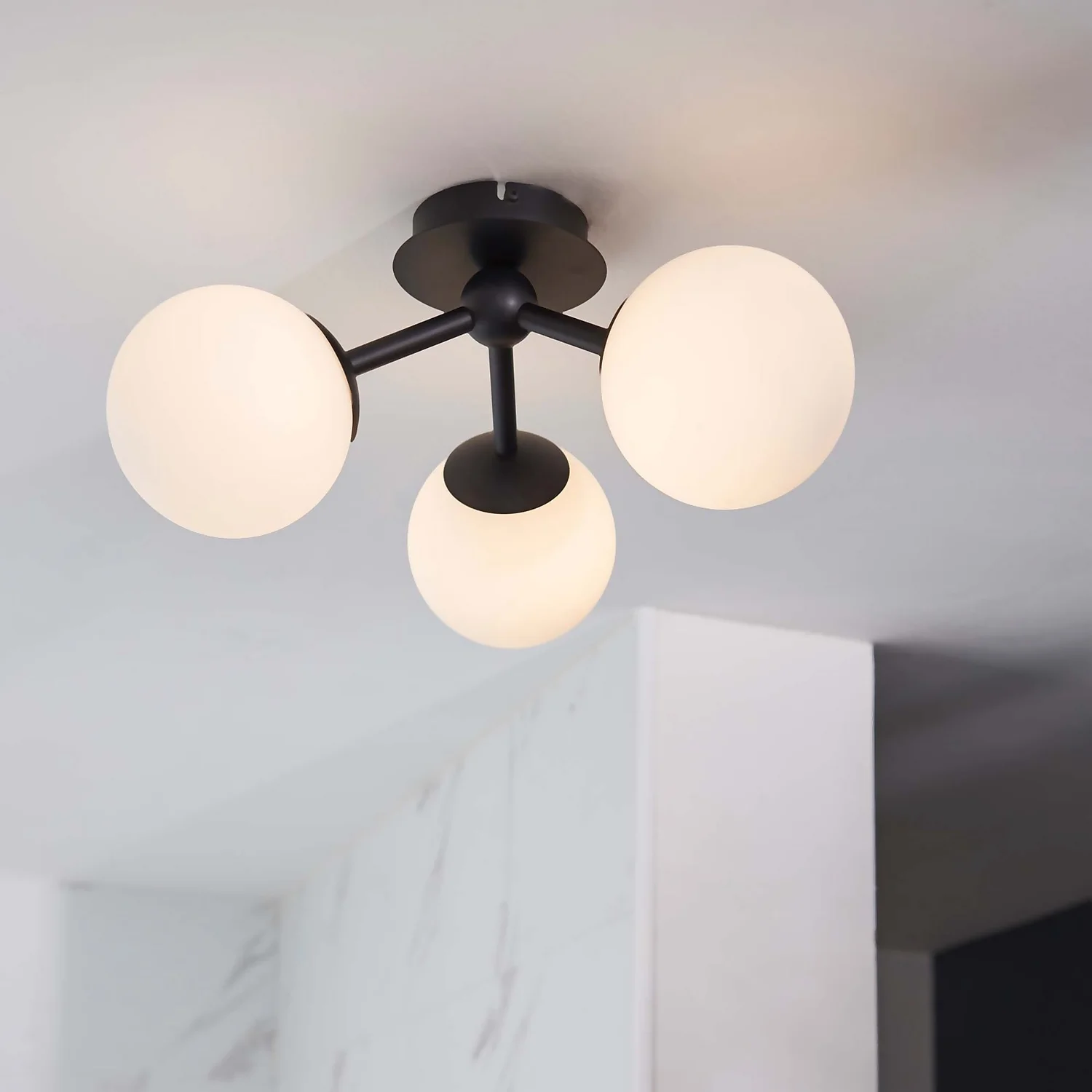 Pulsa Bathroom Semi Flush Light - 3lt Black 1 Pulsa Bathroom Semi Flush Light - 3lt Black