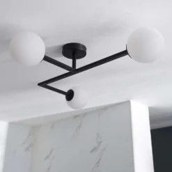 Hawkhill Bathroom Semi Flush Light - 3lt Black -Outlet Home Harmony Store 13794230 1324957104723984