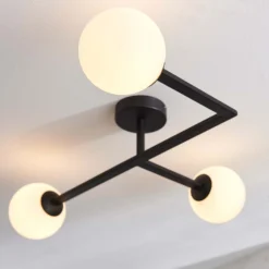 Hawkhill Bathroom Semi Flush Light - 3lt Black -Outlet Home Harmony Store 13794230 1814957104759594