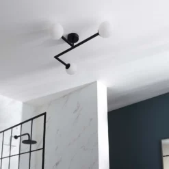 Hawkhill Bathroom Semi Flush Light - 3lt Black -Outlet Home Harmony Store 13794230 5924957104688203