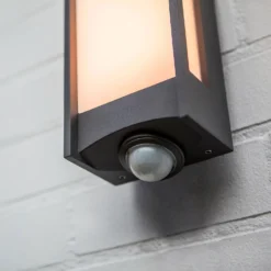 Lutec Qubo LED Outdoor Wall Light With PIR Motion Sensor - Anthracite -Outlet Home Harmony Store 13950215 1054993052512797