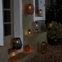 Homebase Edit Brown Rattan Solar Lantern - 31cm -Outlet Home Harmony Store 13956313 2035022633877818