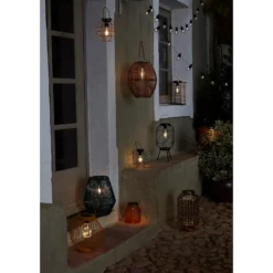 Homebase Edit Brown Rattan Solar Lantern - 31cm -Outlet Home Harmony Store 13956313 4005022634001091