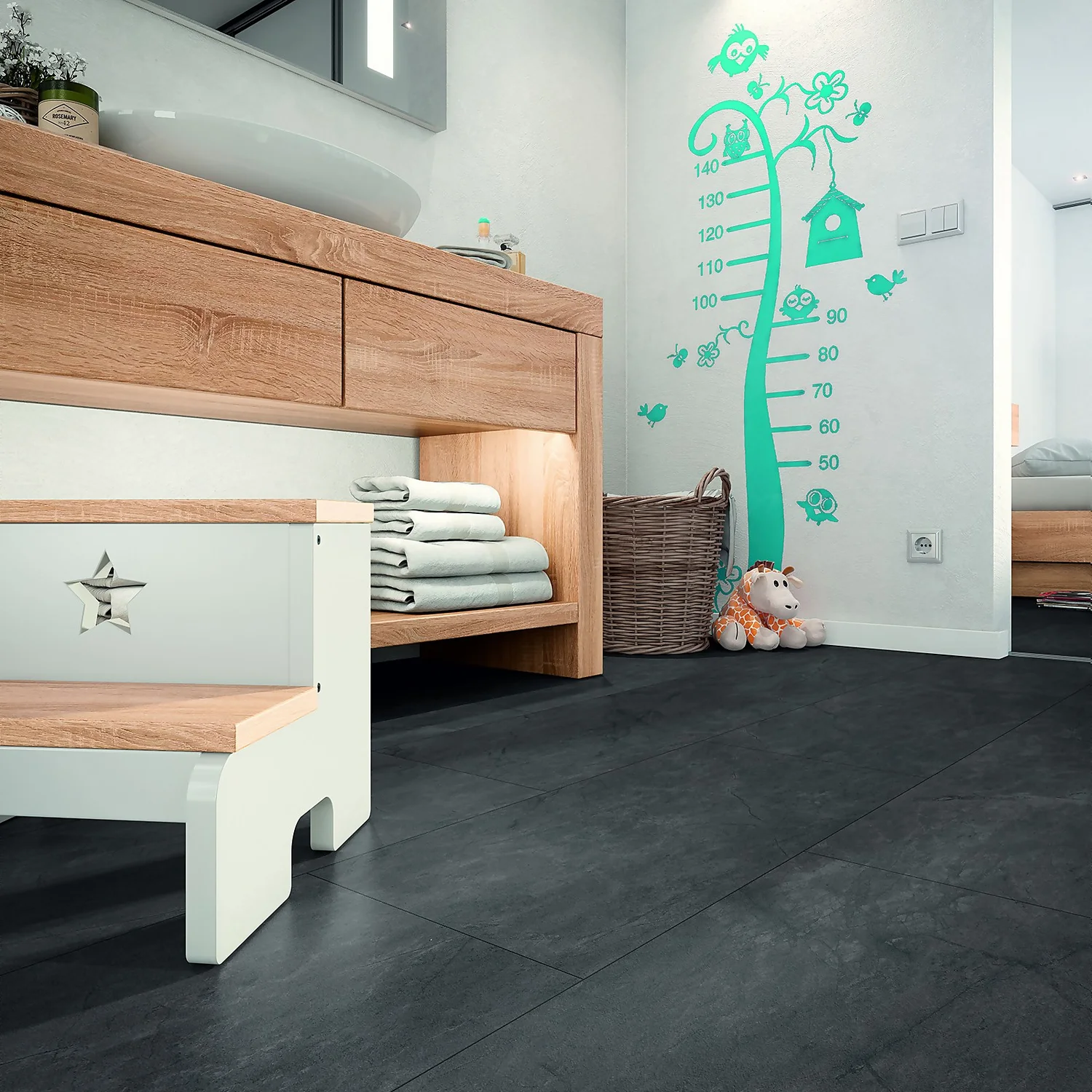 EGGER HOME Anthracite Slate Tile 8mm Aqua+ Laminate Flooring 1 EGGER HOME Anthracite Slate Tile 8mm Aqua+ Laminate Flooring