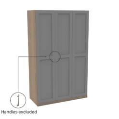 House Beautiful Realm Triple Wardrobe, Oak Effect Carcass - Grey Shaker Doors (W) 1350mm X (H) 2196mm -Outlet Home Harmony Store 13999727 9905005573114572