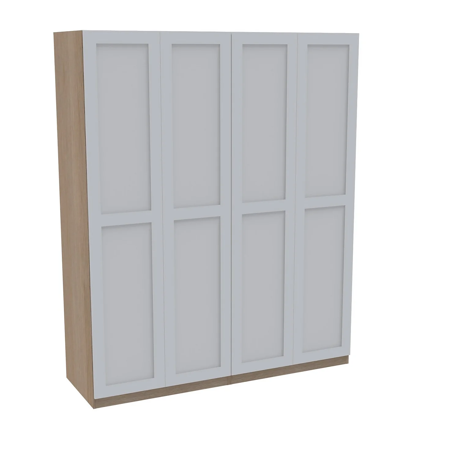 House Beautiful Realm Quad Wardrobe, Oak Effect Carcass - White Shaker Doors (W) 1800mm X (H) 2196mm 1 House Beautiful Realm Quad Wardrobe, Oak Effect Carcass - White Shaker Doors (W) 1800mm X (H) 2196mm
