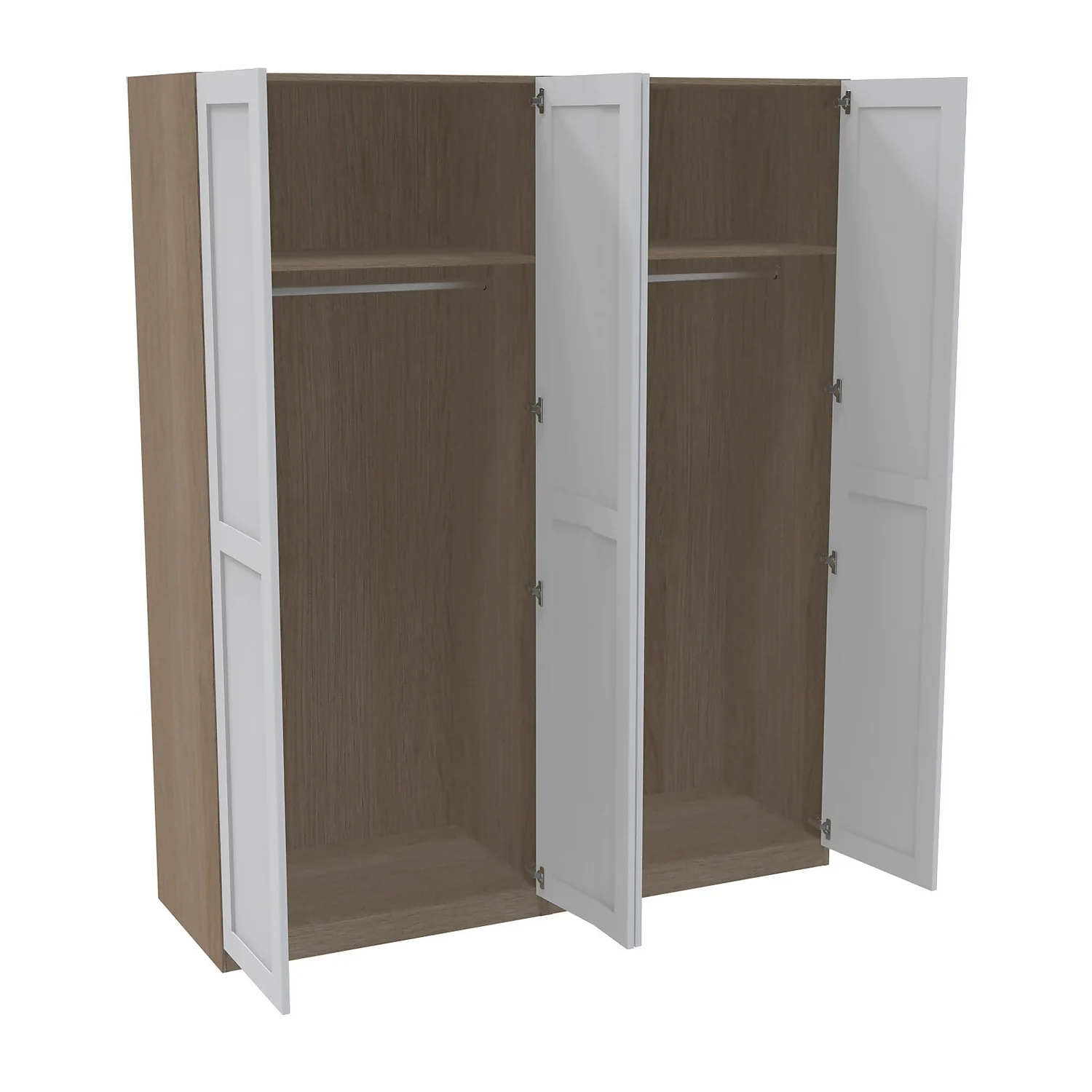 House Beautiful Realm Quad Wardrobe, Oak Effect Carcass - White Shaker Doors (W) 1800mm X (H) 2196mm 2 House Beautiful Realm Quad Wardrobe, Oak Effect Carcass - White Shaker Doors (W) 1800mm X (H) 2196mm - Image 2