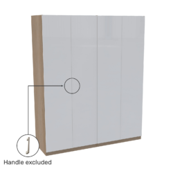 House Beautiful Honest Quad Wardrobe, Oak Effect Carcass - Gloss White Slab Doors (W) 1800mm X (H) 2196mm -Outlet Home Harmony Store 13999747 1095005575344610