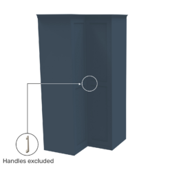 House Beautiful Realm Fitted Look Corner Wardrobe, Oak Effect Carcass - Navy Blue Shaker Doors (W) 1103mm X (H) 2256mm -Outlet Home Harmony Store 13999801 1085012795533392