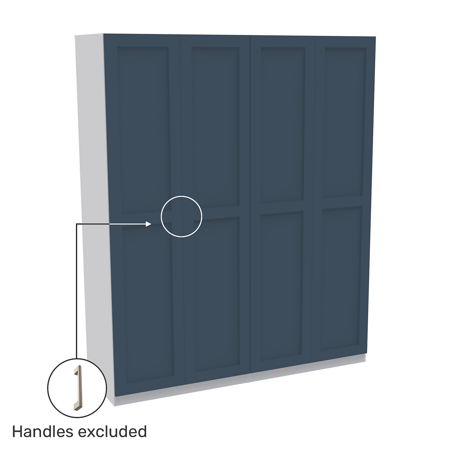 House Beautiful Realm Quad Wardrobe, White Carcass - Navy Blue Shaker Doors (W) 1800mm X (H) 2196mm 3 House Beautiful Realm Quad Wardrobe, White Carcass - Navy Blue Shaker Doors (W) 1800mm X (H) 2196mm - Image 3
