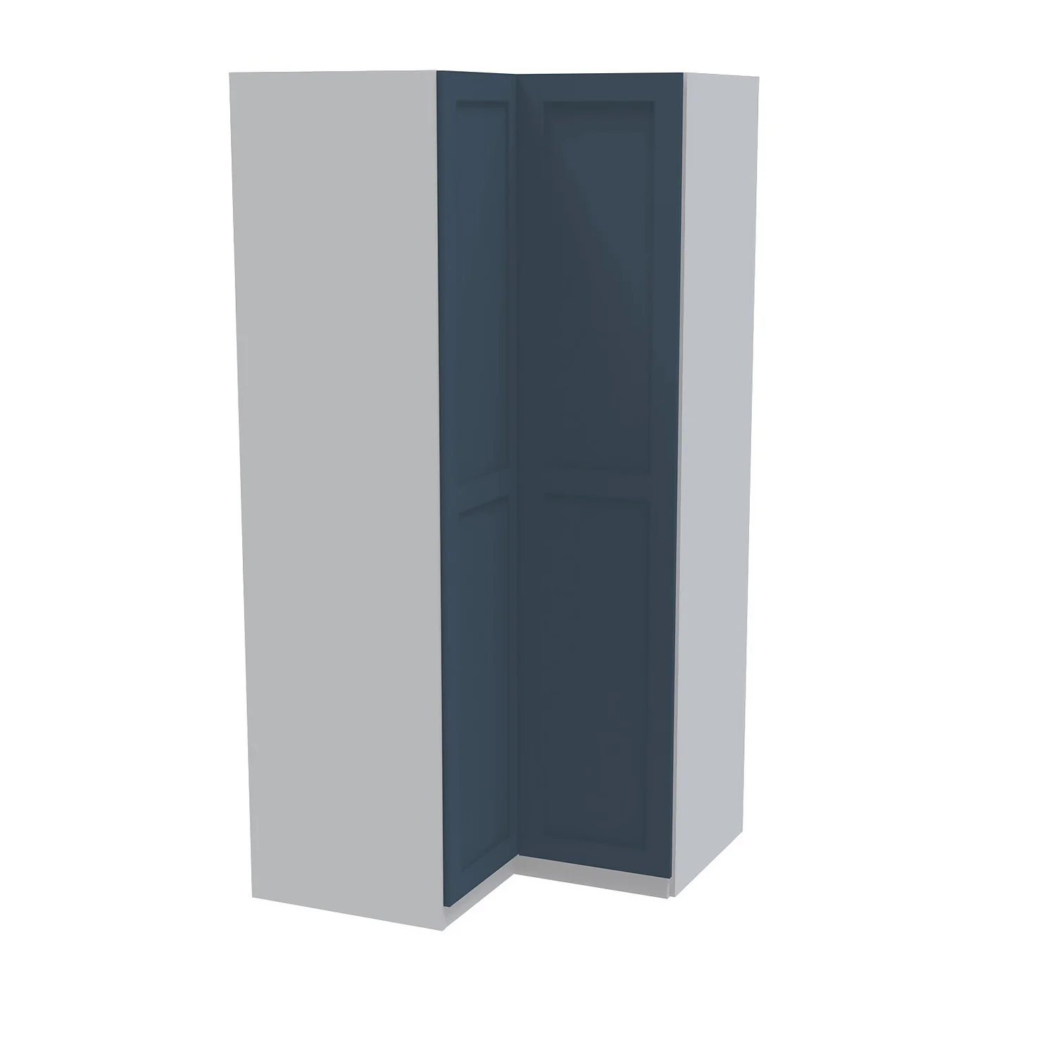 House Beautiful Realm Corner Wardrobe, White Carcass - Navy Blue Shaker Doors (W) 1053mm X (H) 2196mm 1 House Beautiful Realm Corner Wardrobe, White Carcass - Navy Blue Shaker Doors (W) 1053mm X (H) 2196mm