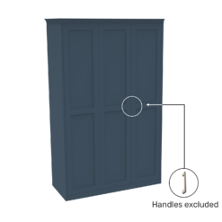 House Beautiful Realm Fitted Look Triple Wardrobe, White Carcass - Navy Blue Shaker Doors (W) 1451mm X (H) 2256mm -Outlet Home Harmony Store 13999886 2935005586164605