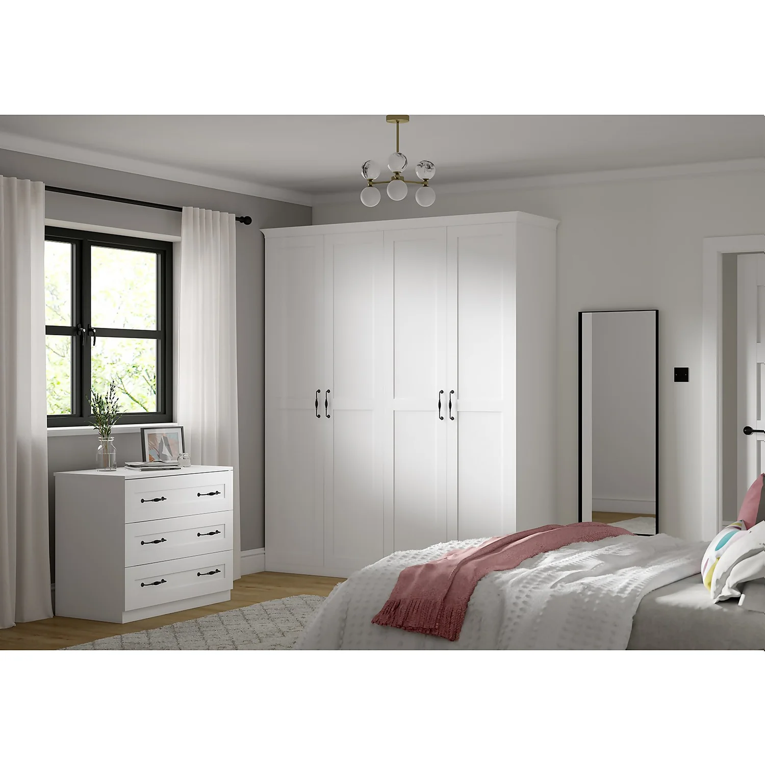 House Beautiful Realm Fitted Look Quad Wardrobe, White Carcass - White Shaker Doors (W) 1901mm X (H) 2256mm 2 House Beautiful Realm Fitted Look Quad Wardrobe, White Carcass - White Shaker Doors (W) 1901mm X (H) 2256mm - Image 2
