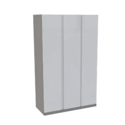House Beautiful Escape Triple Wardrobe, Grey Carcass - Gloss White Handleless Doors (W) 1350mm X (H) 2196mm