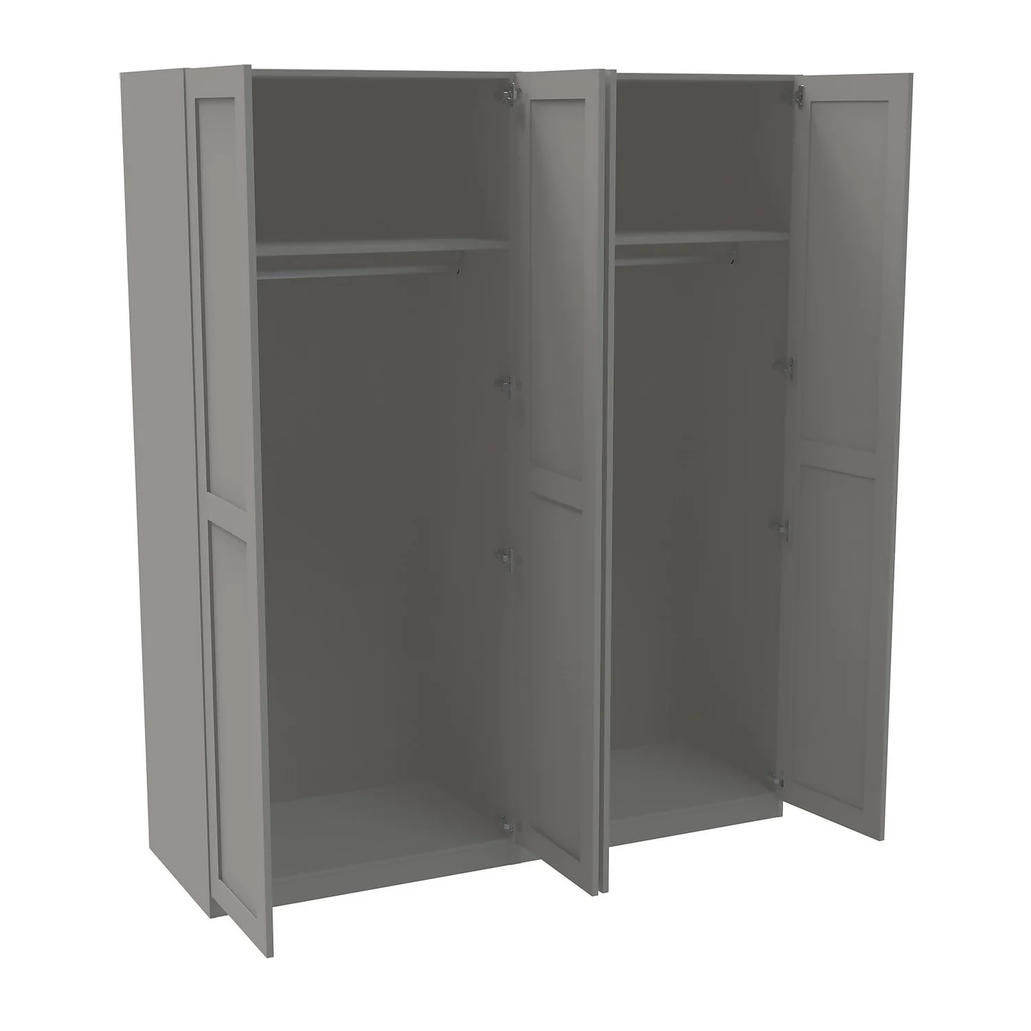 House Beautiful Realm Quad Wardrobe, Grey Carcass - Grey Shaker Doors (W) 1800mm X (H) 2196mm 2 House Beautiful Realm Quad Wardrobe, Grey Carcass - Grey Shaker Doors (W) 1800mm X (H) 2196mm - Image 2