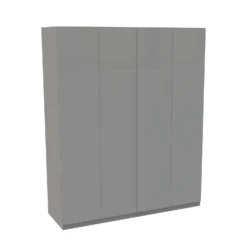 House Beautiful Honest Quad Wardrobe, Grey Carcass - Gloss Grey Slab Doors (W) 1800mm X (H) 2196mm