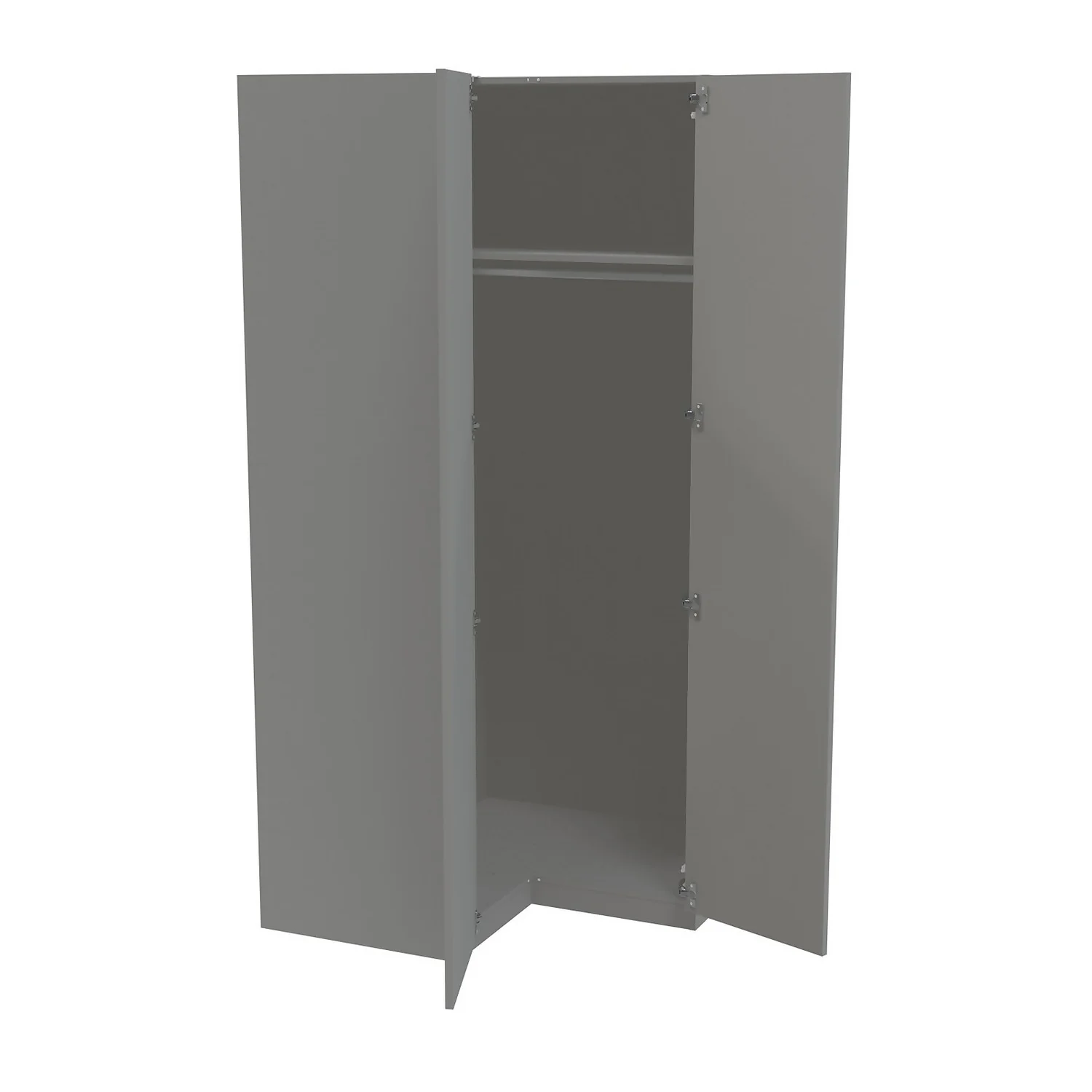 House Beautiful Honest Corner Wardrobe, Grey Carcass - Gloss Grey Slab Doors (W) 1053mm X (H) 2196mm 2 House Beautiful Honest Corner Wardrobe, Grey Carcass - Gloss Grey Slab Doors (W) 1053mm X (H) 2196mm - Image 2