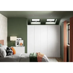 House Beautiful Escape Fitted Look Single Wardrobe, Grey Carcass - Gloss White Handleless Door (W) 490mm X (H) 2226mm -Outlet Home Harmony Store 13999953 1925005573494249