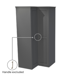 House Beautiful Realm Fitted Look Corner Wardrobe, Grey Carcass - Carbon Grey Shaker Doors (W) 1103mm X (H) 2256mm -Outlet Home Harmony Store 13999984 2105014911557640