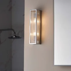 Daltra Large Ribbed Bathroom Wall Light - Chrome Effect -Outlet Home Harmony Store 14301806 1865038439248131