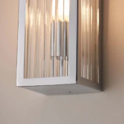 Daltra Large Ribbed Bathroom Wall Light - Chrome Effect -Outlet Home Harmony Store 14301806 7615038439334714