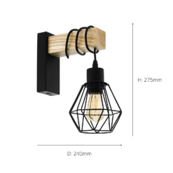Eglo Townshend 5 Wall Light - Black & Wood -Outlet Home Harmony Store 14302940 2045038224159390