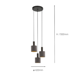 Eglo Concessa 1 3 Lamp Pendant Ceiling Light - Cappuccino & Gold 9 Eglo Concessa 1 3 Lamp Pendant Ceiling Light - Cappuccino & Gold -Outlet Home Harmony Store 14302962 2135038224304077