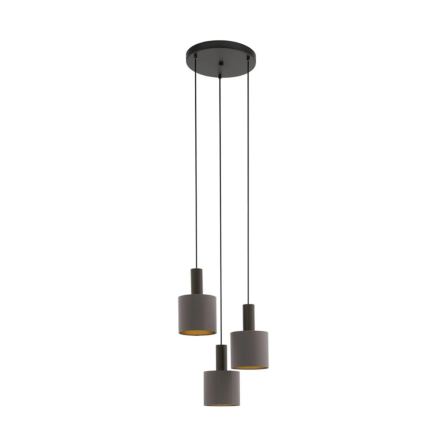 Eglo Concessa 1 3 Lamp Pendant Ceiling Light - Cappuccino & Gold 2 Eglo Concessa 1 3 Lamp Pendant Ceiling Light - Cappuccino & Gold - Image 2