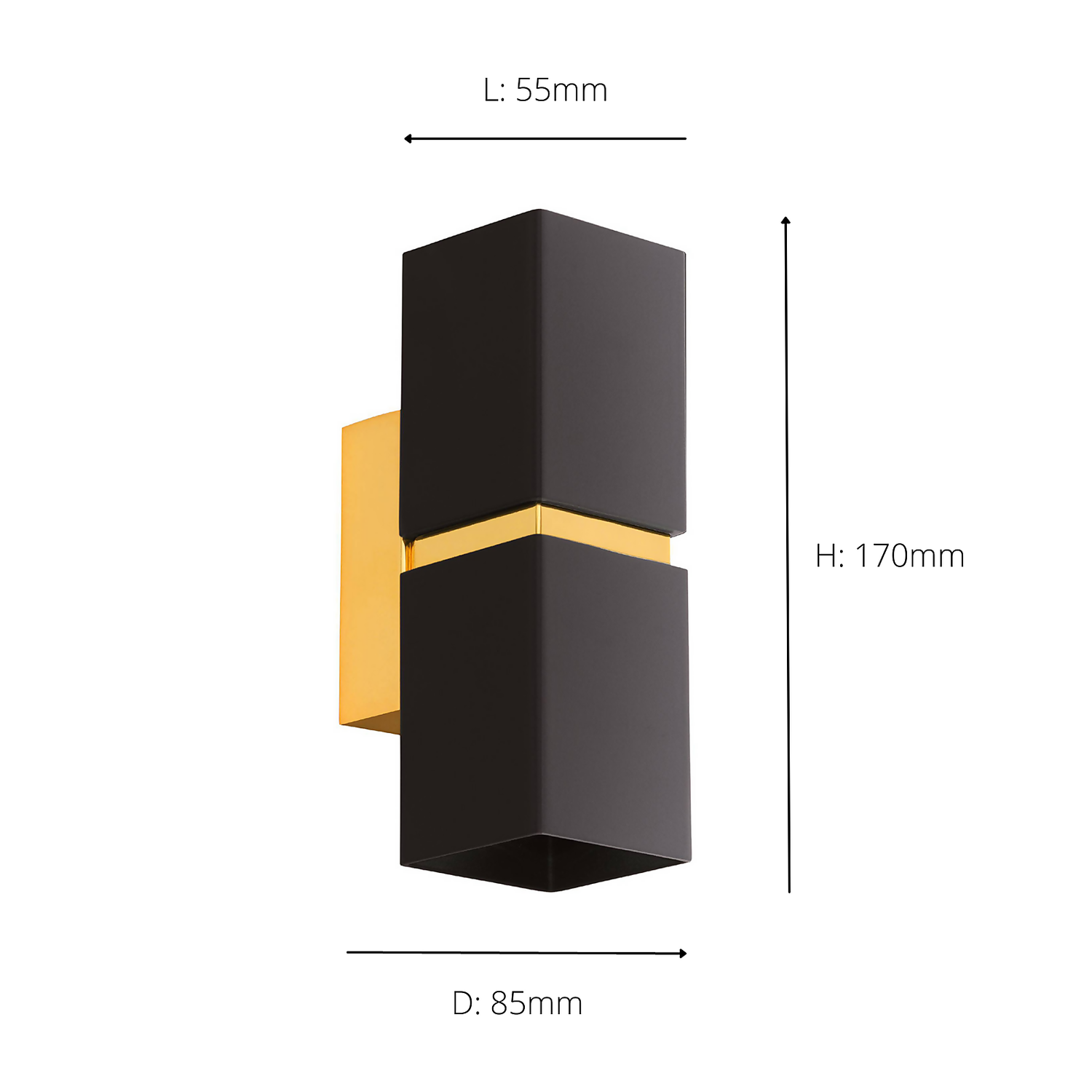 Eglo Passa Wall Light Square - Black & Gold 4 Eglo Passa Wall Light Square - Black & Gold - Image 4