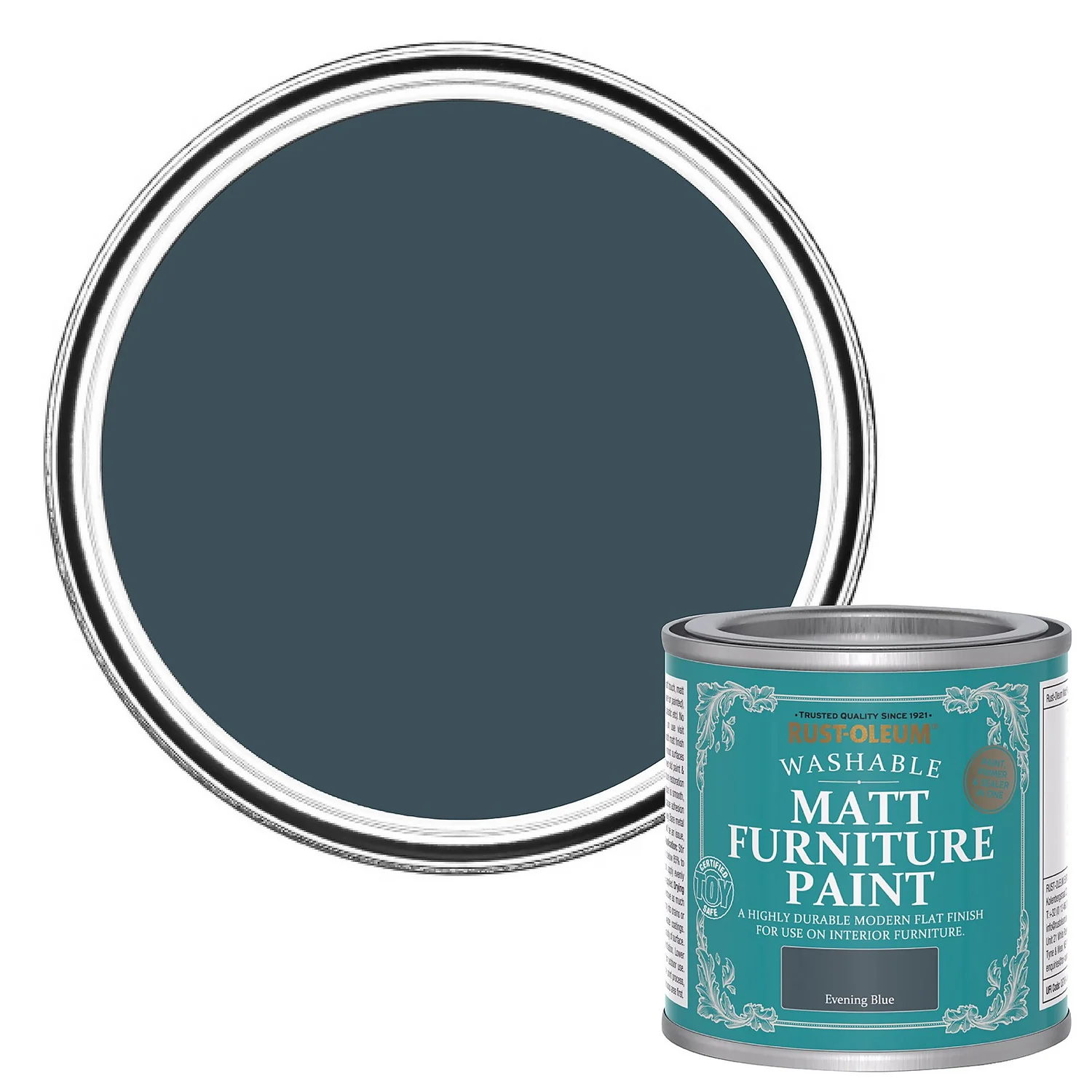 Rust-Oleum Matt Furniture Paint Evening Blue - 125ml 1 Rust-Oleum Matt Furniture Paint Evening Blue - 125ml