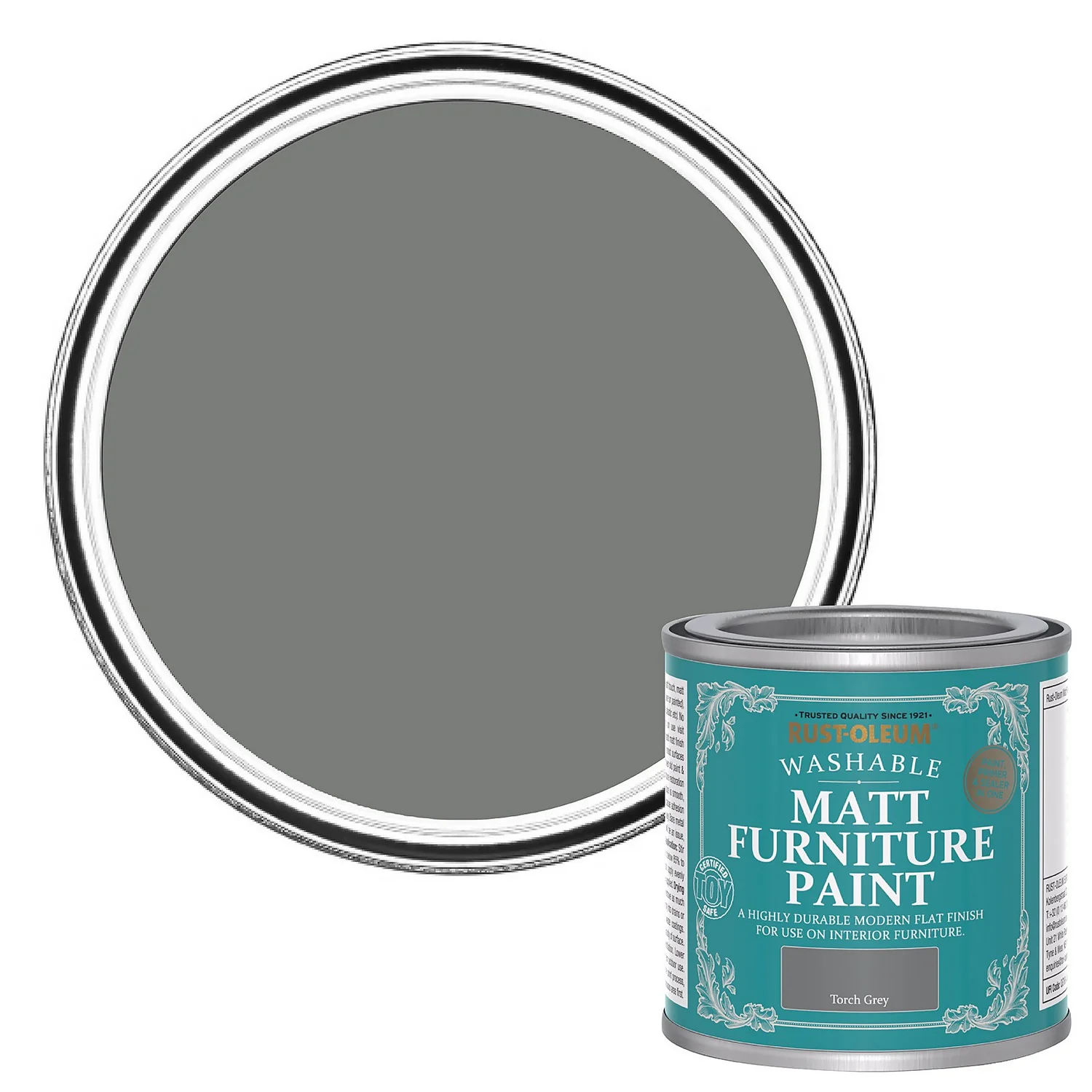 Rust-Oleum Matt Furniture Paint Torch Grey - 125ml 1 Rust-Oleum Matt Furniture Paint Torch Grey - 125ml