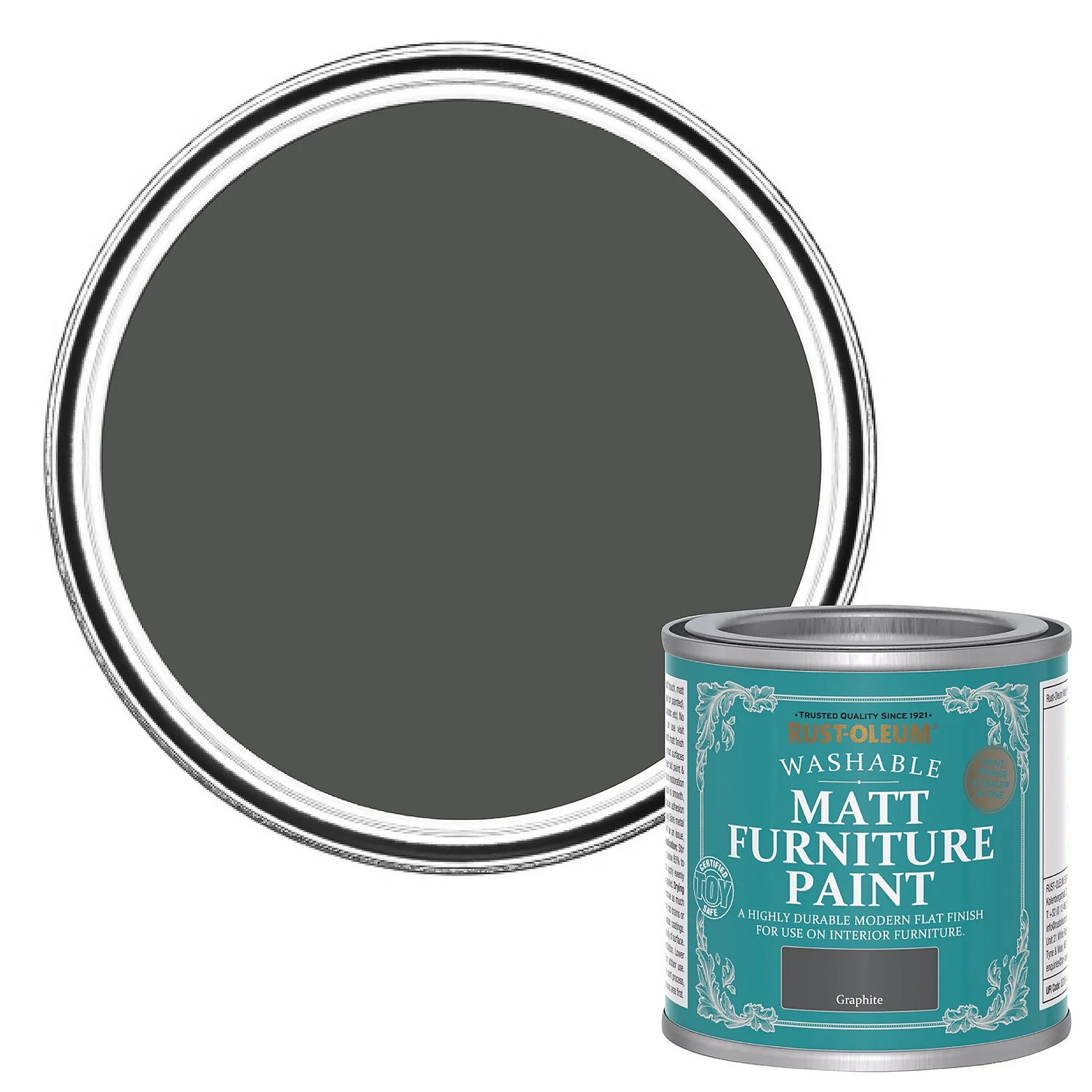 Rust-Oleum Matt Furniture Paint Graphite - 125ml 1 Rust-Oleum Matt Furniture Paint Graphite - 125ml