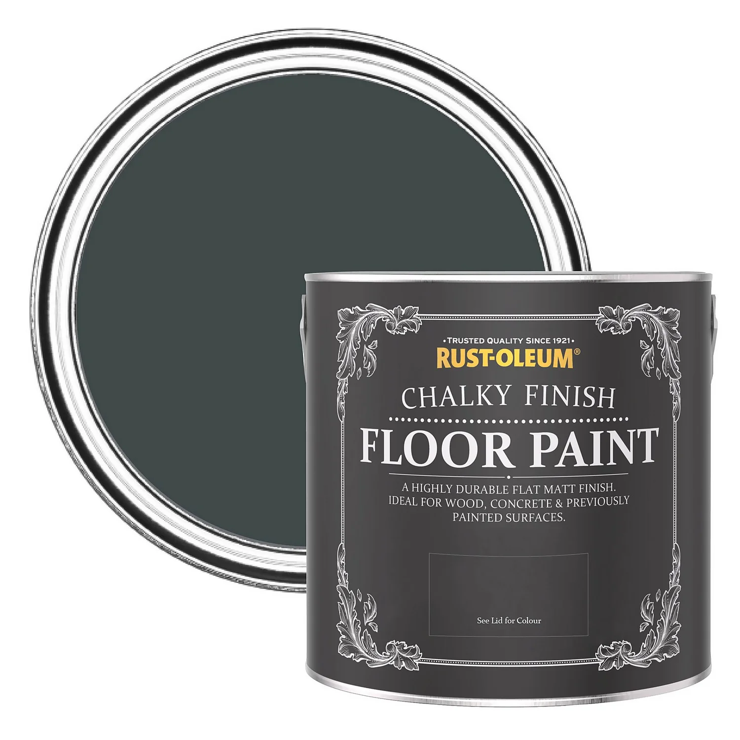 Rust-Oleum Chalky Floor Paint Black Sand - 2.5L 1 Rust-Oleum Chalky Floor Paint Black Sand - 2.5L