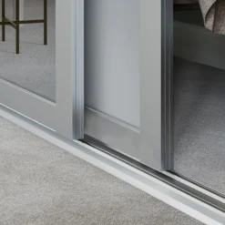 Shaker 4 Door Sliding Wardrobe Kit Dove Grey Panel / Mirror With Dove Grey Frame (W)3506 X (H)2260mm -Outlet Home Harmony Store 14817132 1625059987400208