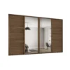 Shaker 4 Door Sliding Wardrobe Kit Walnut Panel / Mirror With Walnut Frame (W)3506 X (H)2260mm